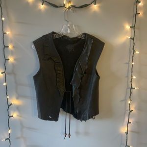 Custom black genuine leather vest